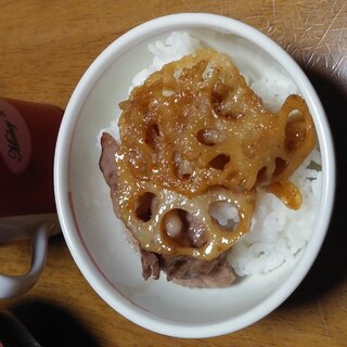 れんこんと豚のしょうが焼き丼